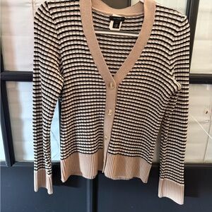 Halogen Black and Cream Striped Cardigan